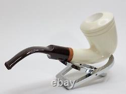 MBSD Meerschaum Deluxe Bent Dublin Block Meerschaum Tobacco Pipe, High Grade 9mm