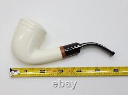 MBSD Meerschaum Deluxe Bent Dublin Block Meerschaum Tobacco Pipe, High Grade 9mm