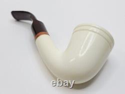 MBSD Meerschaum Deluxe Bent Dublin Block Meerschaum Tobacco Pipe, High Grade 9mm