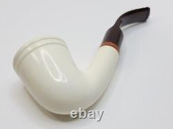 MBSD Meerschaum Deluxe Bent Dublin Block Meerschaum Tobacco Pipe, High Grade 9mm