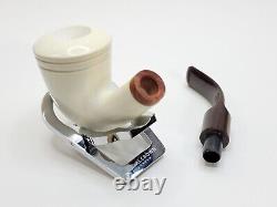 MBSD Meerschaum Deluxe Bent Dublin Block Meerschaum Tobacco Pipe, High Grade 9mm