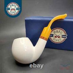 MBSD Meerschaum Deluxe Bent Egg Block Meerschaum Pipe, Briar-Mortise