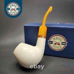 MBSD Meerschaum Deluxe Bent Egg Block Meerschaum Pipe, Briar-Mortise