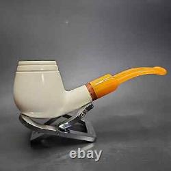 MBSD Meerschaum Deluxe Bent Egg Block Meerschaum Pipe, Briar-Mortise