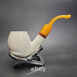 MBSD Meerschaum Deluxe Bent Egg Block Meerschaum Pipe, Briar-Mortise