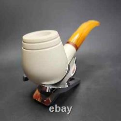 MBSD Meerschaum Deluxe Bent Egg Block Meerschaum Pipe, Briar-Mortise