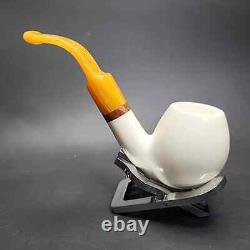 MBSD Meerschaum Deluxe Bent Egg Block Meerschaum Pipe, Briar-Mortise