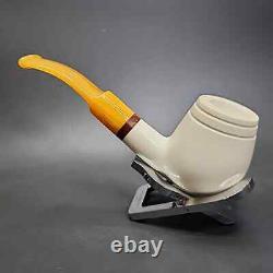 MBSD Meerschaum Deluxe Bent Egg Block Meerschaum Pipe, Briar-Mortise