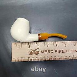 MBSD Meerschaum Deluxe Bent Egg Block Meerschaum Pipe, Briar-Mortise