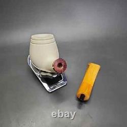 MBSD Meerschaum Deluxe Bent Egg Block Meerschaum Pipe, Briar-Mortise