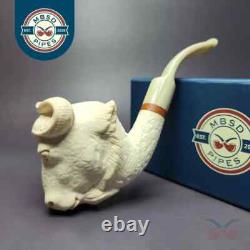 MBSD Meerschaum Deluxe Bull Carved Block Meerschaum Pipe, New