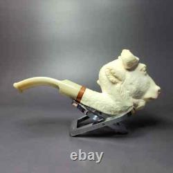 MBSD Meerschaum Deluxe Bull Carved Block Meerschaum Pipe, New
