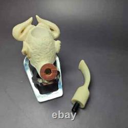 MBSD Meerschaum Deluxe Bull Carved Block Meerschaum Pipe, New