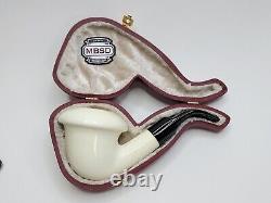 MBSD Meerschaum Deluxe Calabash Block Meerschaum Tobacco Pipe, 9mm Filter, Case