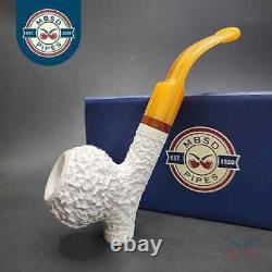 MBSD Meerschaum Deluxe Cavalier-style Block Meerschaum Pipe, Briar-Mortise, New