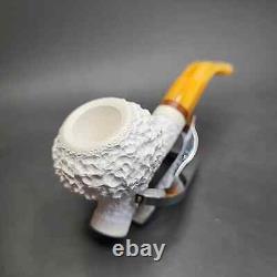 MBSD Meerschaum Deluxe Cavalier-style Block Meerschaum Pipe, Briar-Mortise, New