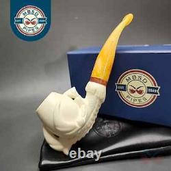 MBSD Meerschaum Deluxe Claw Block Meerschaum Pipe, Briar-Mortise