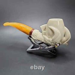 MBSD Meerschaum Deluxe Claw Block Meerschaum Pipe, Briar-Mortise