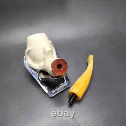 MBSD Meerschaum Deluxe Claw Block Meerschaum Pipe, Briar-Mortise