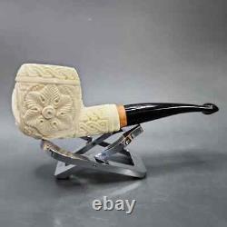 MBSD Meerschaum Deluxe Freemason Apple Block Meerschaum Pipe, Briar-Mortise, 9mm