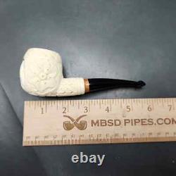 MBSD Meerschaum Deluxe Freemason Apple Block Meerschaum Pipe, Briar-Mortise, 9mm