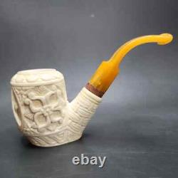 MBSD Meerschaum Deluxe Freemason Sitter Block Meerschaum Pipe, Briar-Mortise