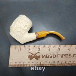 MBSD Meerschaum Deluxe Freemason Sitter Block Meerschaum Pipe, Briar-Mortise