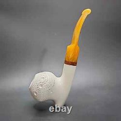 MBSD Meerschaum Deluxe Lattice Cavalier Block Meerschaum Pipe, Briar-Mortise