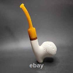 MBSD Meerschaum Deluxe Lattice Cavalier Block Meerschaum Pipe, Briar-Mortise