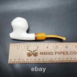 MBSD Meerschaum Deluxe Lattice Cavalier Block Meerschaum Pipe, Briar-Mortise