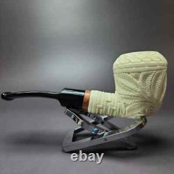 MBSD Meerschaum Deluxe Masonic Rhodesian Block Meerschaum Pipe, Briar-Mortise