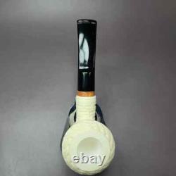 MBSD Meerschaum Deluxe Masonic Rhodesian Block Meerschaum Pipe, Briar-Mortise