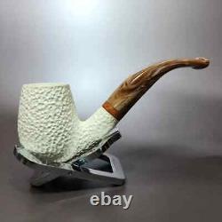 MBSD Meerschaum Deluxe Rustic Bent Billiard Block Meerschaum Pipe Briar-Mortise