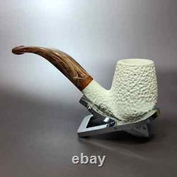 MBSD Meerschaum Deluxe Rustic Bent Billiard Block Meerschaum Pipe Briar-Mortise