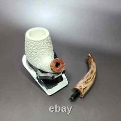 MBSD Meerschaum Deluxe Rustic Bent Billiard Block Meerschaum Pipe Briar-Mortise