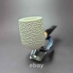 MBSD Meerschaum Deluxe Rustic Billiard Block Meerschaum Pipe, Briar-Mortise, New