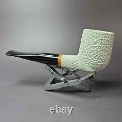 MBSD Meerschaum Deluxe Rustic Billiard Block Meerschaum Pipe, Briar-Mortise, New