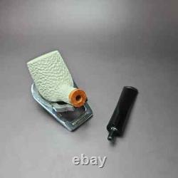 MBSD Meerschaum Deluxe Rustic Billiard Block Meerschaum Pipe, Briar-Mortise, New