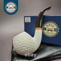 MBSD Meerschaum Deluxe Rusticated Apple Block Meerschaum Pipe, Briar-Mortise