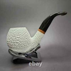 MBSD Meerschaum Deluxe Rusticated Apple Block Meerschaum Pipe, Briar-Mortise
