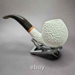 MBSD Meerschaum Deluxe Rusticated Apple Block Meerschaum Pipe, Briar-Mortise