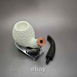 MBSD Meerschaum Deluxe Rusticated Apple Block Meerschaum Pipe, Briar-Mortise