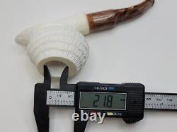MBSD Meerschaum Deluxe Rusticated Block Meerschaum Tobacco Pipe, 9mm Filter