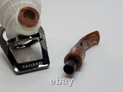 MBSD Meerschaum Deluxe Rusticated Block Meerschaum Tobacco Pipe, 9mm Filter