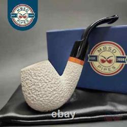 MBSD Meerschaum Deluxe Rusticated Brandy Block Meerschaum Pipe, Briar-Mortise