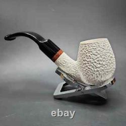 MBSD Meerschaum Deluxe Rusticated Brandy Block Meerschaum Pipe, Briar-Mortise