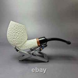 MBSD Meerschaum Deluxe Rusticated Egg Block Meerschaum Pipe, Briar-Mortise, New