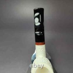 MBSD Meerschaum Deluxe Rusticated Egg Block Meerschaum Pipe, Briar-Mortise, New