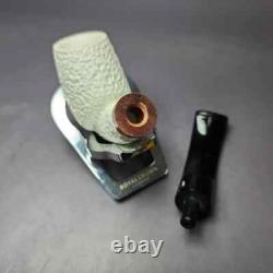 MBSD Meerschaum Deluxe Rusticated Egg Block Meerschaum Pipe, Briar-Mortise, New