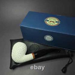 MBSD Meerschaum Deluxe Rusticated Pear Block Meerschaum Pipe, Briar-Mortise